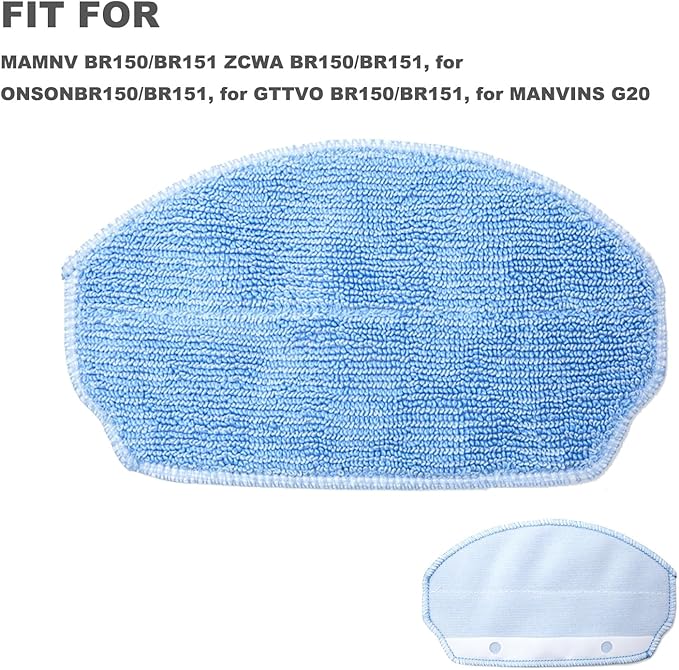 Robot Vacuum Mop Pads Replacement Parts Fit for MAMNV BR150/BR151, for ZCWA BR150/BR151, for ONSON BR150/BR151, for GTTVO BR150/BR151, for MANVINS G20 (3PC-MOP PAD& 2MOP)