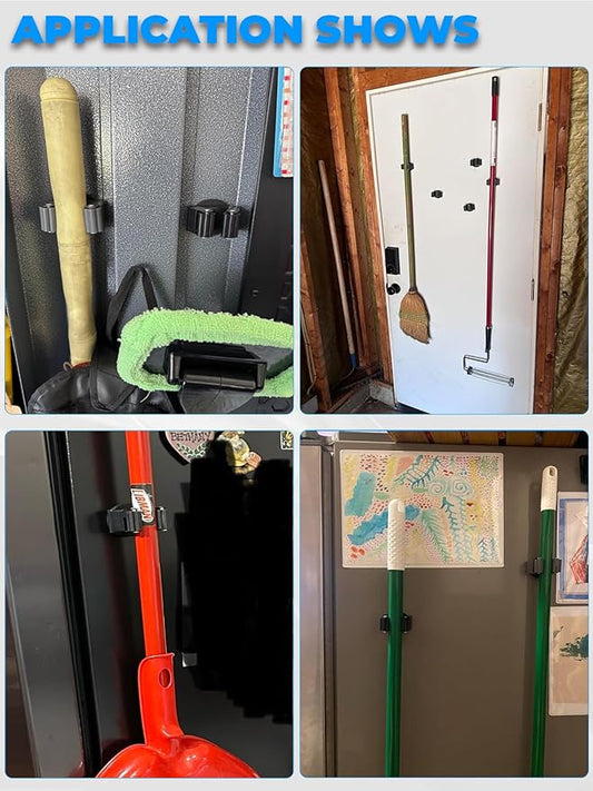 Magnetic Broom Mount, Mop Holder Magnetic No Drilling Magnetic Tool Holder Wall Mount for Garden Tool,Rack Rake,Shovel Handle,Garage,Kitchen,Laundry Tools Organizer-8 PCS/Gray