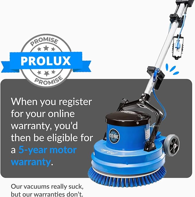 Prolux Core Heavy Duty Single Pad Commercial Polisher, Floor Buffer Machine, Scrubber, 15 Inch Commercial Duty w/ Hard Brush Only