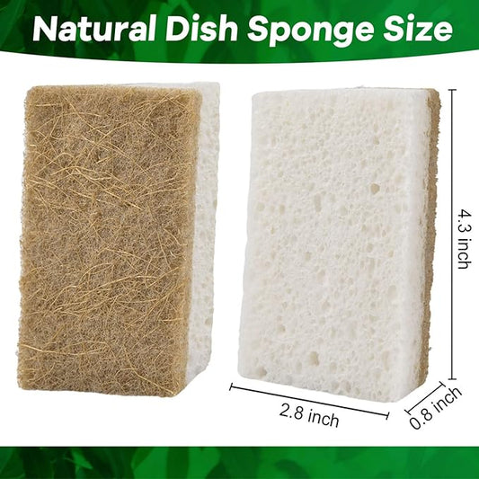 YoleShy Natural Sponges Kitchen Biodegradable Dish Sponge for Washing Dishes Compostable Coconut Walnut and Cellulose Plant Based, 10 Pack