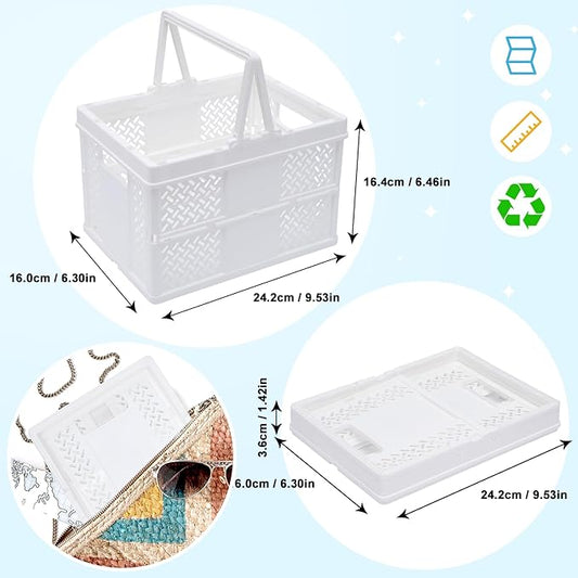 Portable Plastic Shower Caddy with Handle - Multi-Functional Organizer for Dorm, Bathroom, and Cleaning Supplies Storage - Collapsible Baby Bath Caddy and Dorm Shower Caddy - White