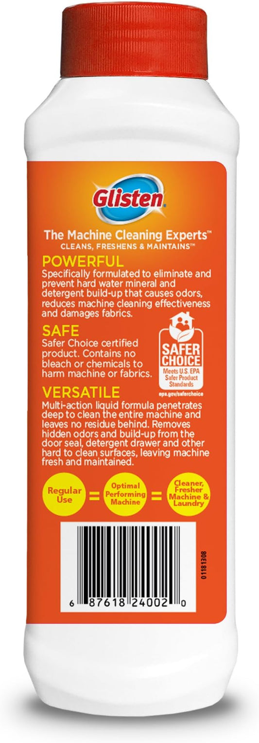 Glisten Washer Magic Washing Machine Cleaner and Deodorizer 2 Bottles and Plink Freshener Tabs 2-Pack