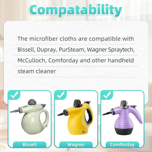 10 Pack Microfiber Cloth for Handheld Steam Shot, Steam Cleaner Accessories, Reusable Washable Steam Mop Pads Compatible with Bissell Steam Shot, Wagner, McCulloch