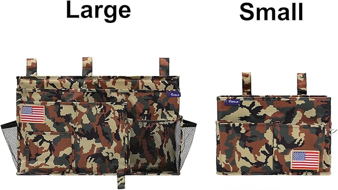 Surblue Bedside Caddy Hanging Organizer Storage Bag Pocket for Bunk, Hospital Beds, College Dorm Rooms, Baby Bed Rails, Wheelchair Side Bag, Camp Chairs, 4 Pockets and 2 Hooks (Small Jungle)