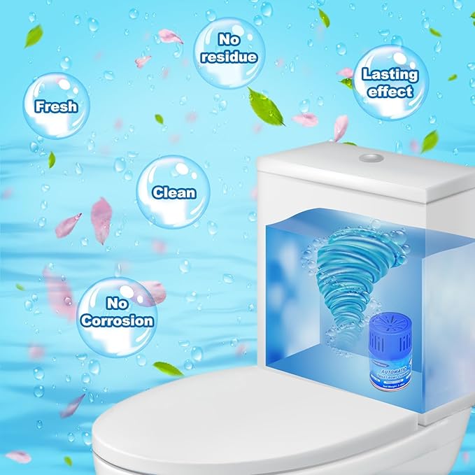 Toilet Bowl Cleaners 3 Bottles | Automatic Long-Lasting Blue Toilet Cleaner Tablets, Septic Safe Toilet Bowl Tablets in Bottles | Larger capacity | Prevent Stain Buil(2800 Flushes Each)