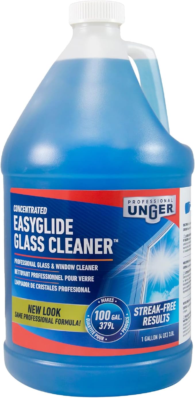 Unger Professional Streak-Free EasyGlide Glass Cleaner Concentrate, 1 Gallon, Ammonia-Free, Makes 100 Gallons of Solution, Safe for Tinted Windows, LOW-E, Windshields and Mirrors