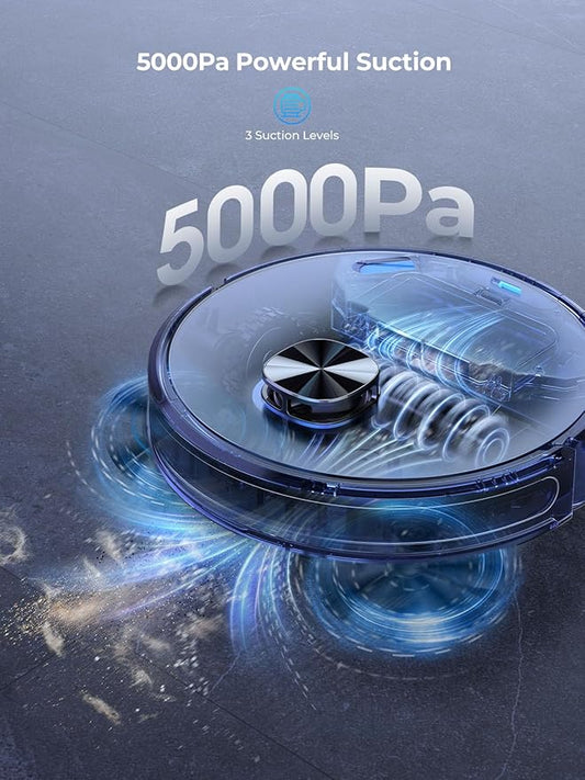 Robot Vacuum and Mop, 5000Pa Self-Emptying Robot Vacuum, Smart Lidar Navigation Robot Vacuum Cleaner with Home Mapping, 180 Min Max, Ultra-Slim, Ideal for Pet Hair, Hard Floor, Carpet (L6 Nex)
