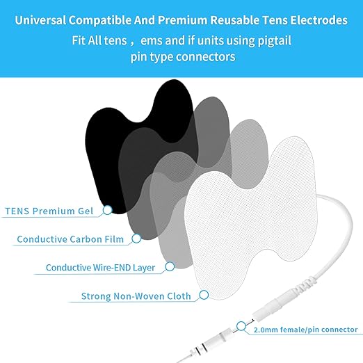 TENS Unit Replacement Pads - Pack of 6 Extra Large Butterfly Shaped Electrode Squares…
