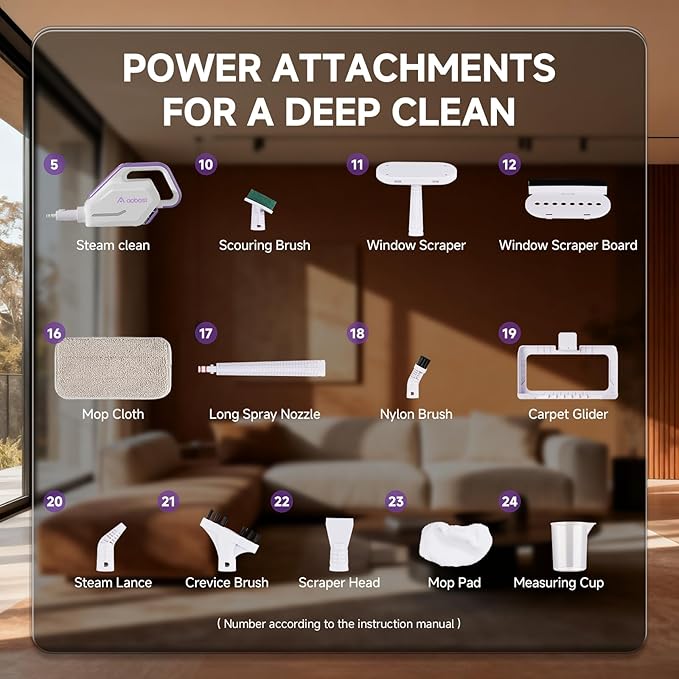 Steam Mop, Powerful Detachable Handheld Steamer with 350ml Tank, 23FT Power Cable, Steam Mops for Floor Cleaning, Tiles, Windows, Tile Grout, Carpets, Furniture
