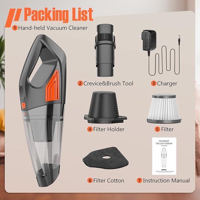 Handheld Vacuum Cordless Cleaner,Powerful Portable and Dust Buster Hand Vcauum Rechargeable with Large-Capacity Battery for CarPetOfficeHome (Mixed Colors) (Dark Purple)