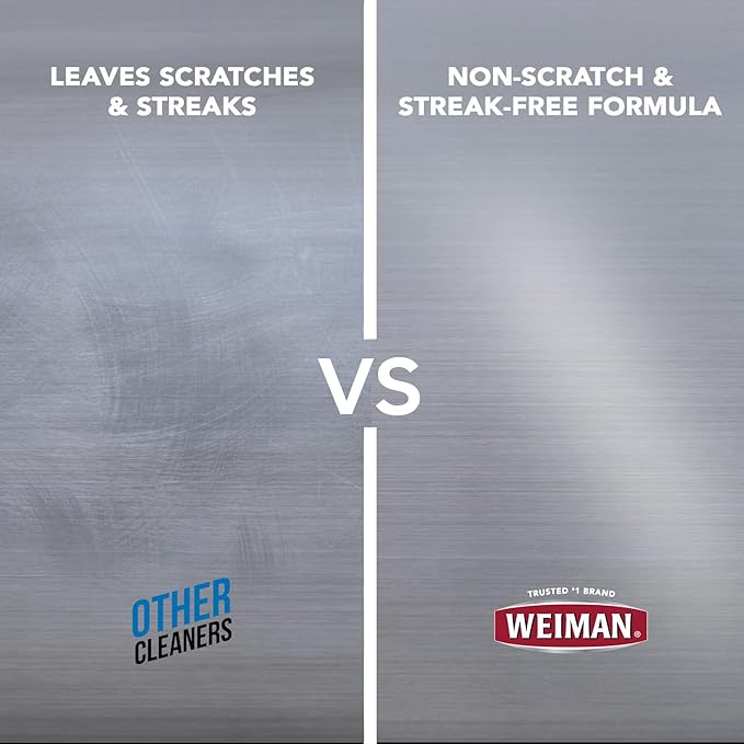 Weiman Stainless Steel Wipes (Large Microfiber Cloth) Removes Fingerprints Residue Water Marks and Grease from Appliances - Works Great on Refrigerators Dishwashers Ovens Grills - Packaging May Vary
