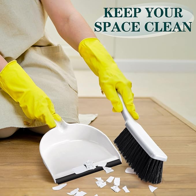 Zubebe 6 Pcs Mini Dustpan and Brush Set, Small Broom and Dustpan Set Small Cleaning Brush Portable Hand Broom Set for Home Office Kitchen Table Desktop Floor Cleaning Supplies