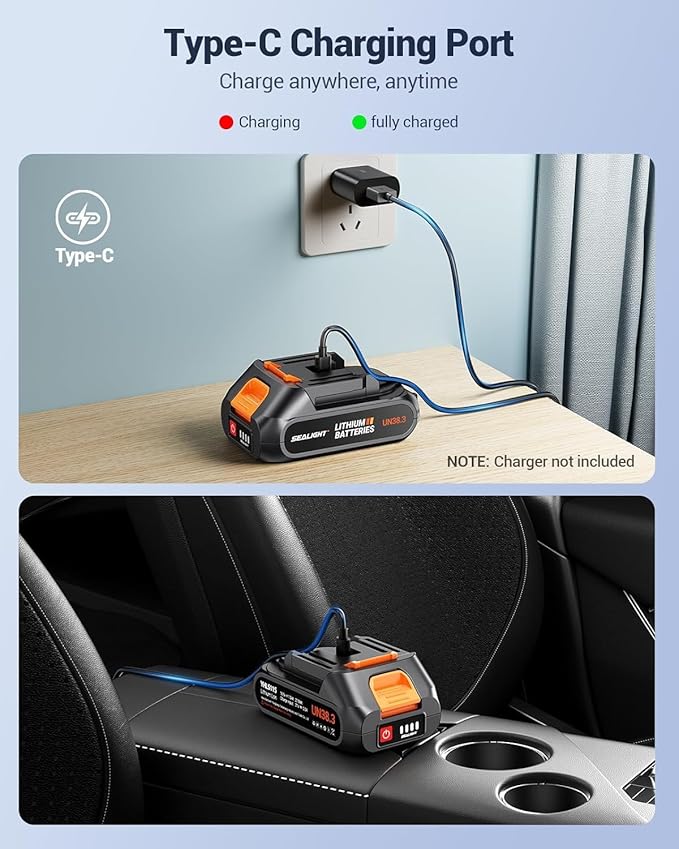 SEALIGHT Handheld Car Vacuum Wireless, Handheld Vacuum Cleaner with 21000pa High Power Suction, Two Batteries Long Endurance, 18V/120W Mini Vacuum Cleaner for Car, Home, Office