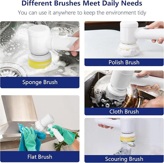 Electric Cleaning Spin Scrubber with 3 Brush Heads, Cordless Powerful Cleaning Brush Household Rechargeable Handheld Shower Cleaner Brush for Bathroom Wall Tiles Floor Bathtub Kitchen.