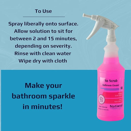 No Scrub Bathroom Cleaner Spray, Powerful Bathroom Cleaner, 32 oz