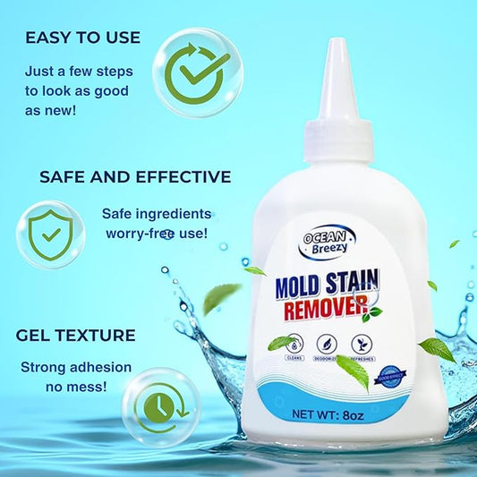 Mold Stain Remover Gel 8 Fl Oz, Household Grout Surface Cleaner, Cleaning Gel for Washing Machine, Refrigerator Strips, Tiles, Bathroom Kitchen Sinks, Damp Areas