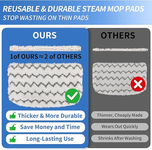 8 Pack Thickened Shark Steam Mop Replacement Pads, Durable Microfiber Mop Pads Compatible with Shark S1000/S1000A/S1000C/S1000WM/S1001C, Washable Pads for Pet Owners and Families with Kids
