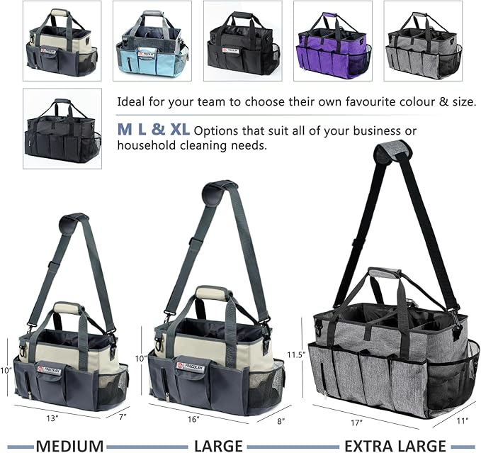 XL Professional Cleaning Caddy for Cleaning Suppliers, 17" Wearable Cleaing Bag for Housekeepers, Cleaning Organizer, Detailing Bag
