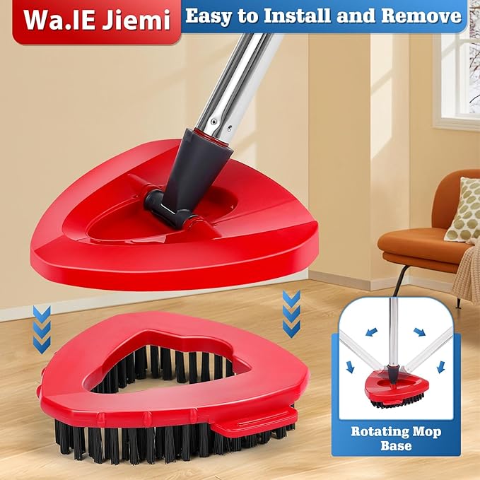 4 Pack Spin Mop Replacements Head Compatible with Oceda EasyWring 1-Tank System,Microfiber Spin Mop Refills Head,1 Mop Scrub Brush + 1 Mop Base + 4 Pack Cleaning Floor Mop Head(White)