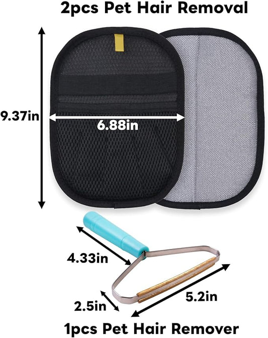 3pcs Pet Hair Removal Glove Magic Brush for Cats Dogs,Reusable Electrostatic Pet Hair Remover Gloves Supplies for Rugs Couch, lint,Carpet, Car Seat & Laundry Furniture