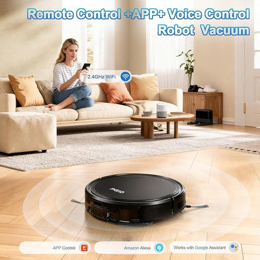 FGID Robot Vacuum and Mop Combo, 2 in 1 Mopping Robotic Vacuum Cleaner w Schedule,Robot Vacuum Self Emptying App/Remote,5000Pa Strong Suction, Slim, Ideal for Hard Floor, Pet Hair, Low-Pile Carpet