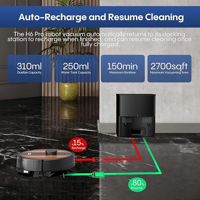 Robot Vacuum and Mop with Mapping: 6000Pa Self Emptying Robotic Vacuum with LIDAR Navigation,3-in-1 Robot Vacuum for 90 Days Hands-Free Cleaning, Alexa/APP Control Ideal for Pet Hair Hard Floor Carpet
