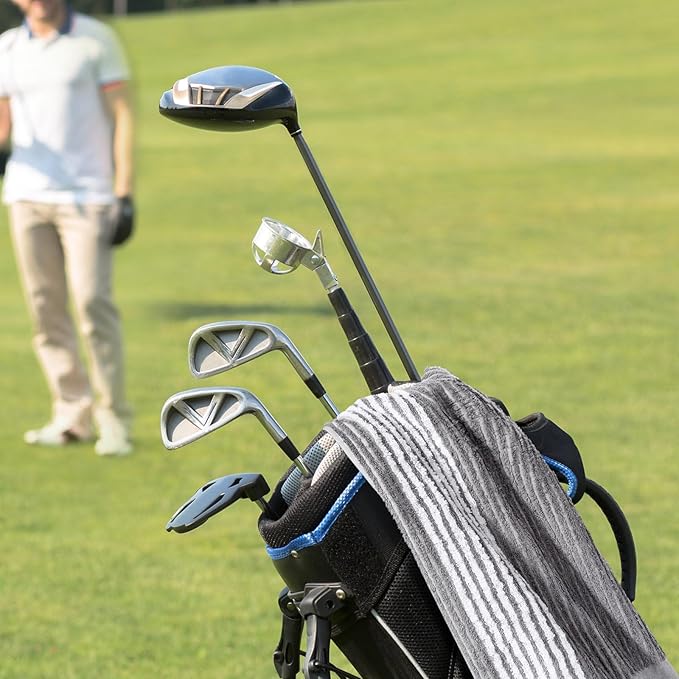 Buryeah Golf Towel 22 x 44 Inch Cotton Golf Caddy Towel Camping Large for Caddies Golfers Tour Players Club with Stripe