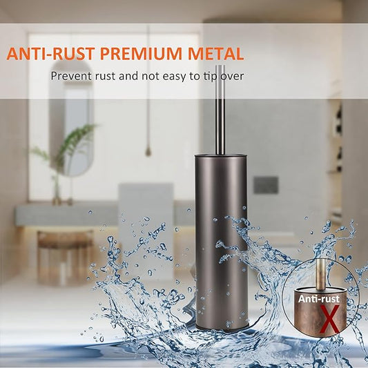 Toilet Brush and Holder Set Premium Material Toilet Bowl Cleaner Free Standing Toilet Bowl Brush and Holder 1pack Gun Grey