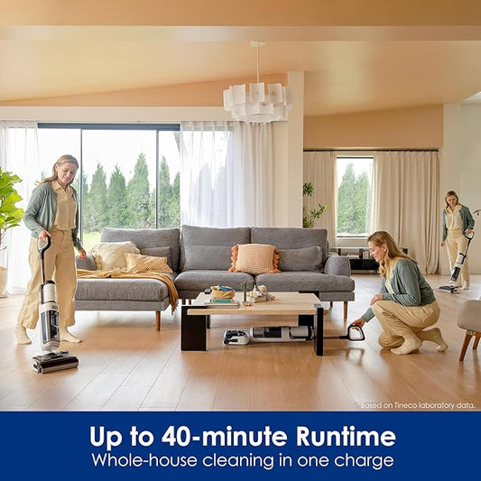 Tineco Floor ONE Stretch S6 Cordless Wet Dry Vacuum Cleaner, 180°Lay-Flat Smart Vacuum Mop, 40 Minutes Long Runtime 158℉ Flashdry Self-Cleaning, Dual-Sided Edge Cleaning Lightweight Floor Cleaner