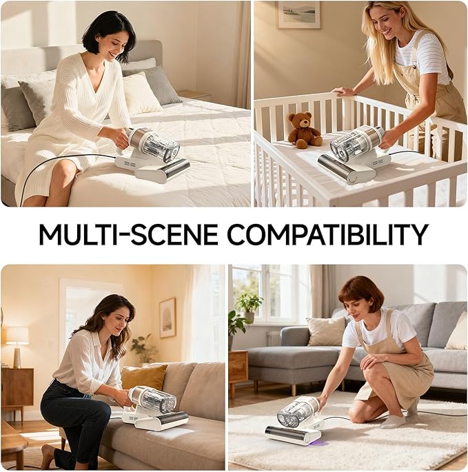 FEPPO 4-in-1 Mattress Vacuum Cleaner PRO, 16KPa Handheld Vacuum with UV-C Light, 40,000 Beats/Min Tapping, 140°F Hot Air, HEPA Filter for Bed, Sofa, Crib (Corded, 550W)