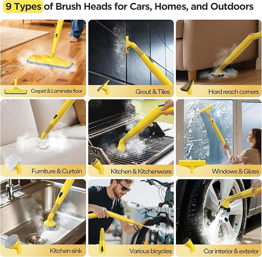 All-in-1 Steam Cleaner with 25 PSI High-Pressure Boiler, 21-Piece Accessory Kit, Portable Handheld & Floor Steamer for Tiles, Grout, Furniture and Car, Chemical-Free Deep Cleaning,3 Colors Selection
