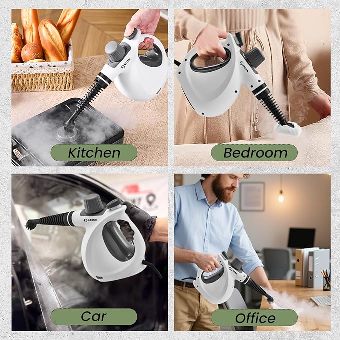 Saker Pressurized Handheld Steam Cleaner,Steam Disinfection Cleaner,Portable Steam Cleaner for Home,1050W Steam Cleaner,Quick Heating & Deep Cleaning of Floors, Cars, and Kitchen with 5 Fiber Cloths