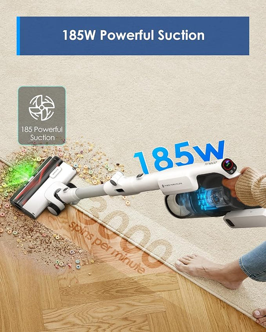 Tineco Pure ONE A50S Cordless Stick Vacuum Cleaner, 3DSense Power Brush with 1L Larger Dustbin, 185W Suction, PureCyclone Tech, Easily Tackles Large Debris