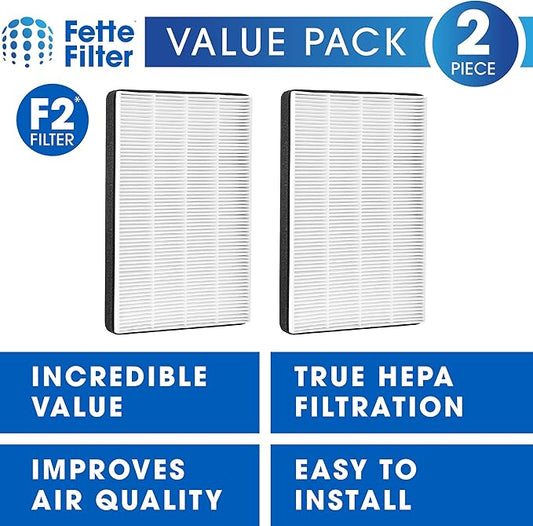 Fette Filter - 2 Premium True HEPA Filters Compatible with 3M F2 / A2 Air Purifier Filter for Models #'s FAP-C02WA-G2,FAP-C03BA-G2, FAP-T03BA-G2, FAP-C02-F2, FAP-SCO2N, FAP-T03-F2 13"x8.2" - Pack of 2