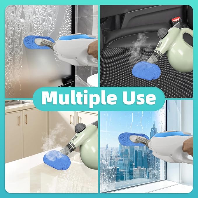 10 Pack Microfiber Cloth for Handheld Steam Shot, Steam Cleaner Accessories, Reusable Washable Steam Mop Pads Compatible with Most of Handheld Steam Shot/Cleaners (Blue)