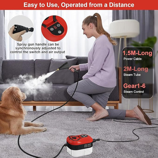 Steam Cleaner for Home, 15s Heat-Up, 1.2L Water Tank, 6-Level Adjustable Handle, Handheld Steam Cleaner for Car Detailing, Dirt, Furniture, Couch, Floor Tile, Bathroom, Bed Bugs, 9Pcs Accessories