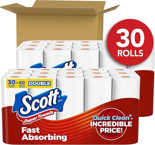 Scott Paper Towels, Choose-A-Sheet, 30 Double Rolls = 60 Regular Rolls (108 Sheets Per Roll)
