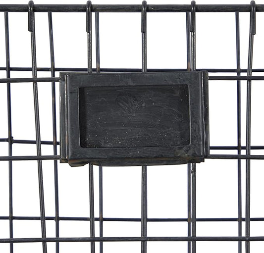 Deco 79 Metal Rectangle Magazine Rack Holder with Suspended Baskets and Label Slot, 16" x 3" x 28", Black