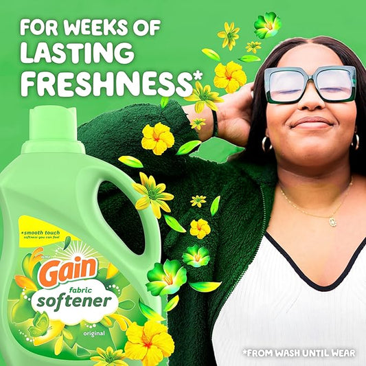 Gain Liquid Fabric Softener, Original Scent, 35 FL OZ LIQ., 48 Loads, Smooth Touch - softness you can feel