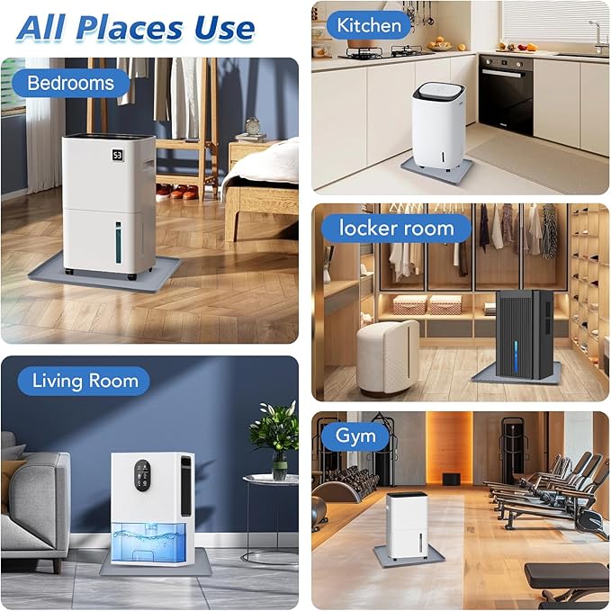 Dehumidifier Drip Pan, 18''x15'' Humidifier Drip Pan, Prevent Water Leakage and Protect Floor & Carpet, Non-Slip & Leak-Proof Silicone Mat with Raised Edge, for Under Dehumidifier and Humidifier Mat