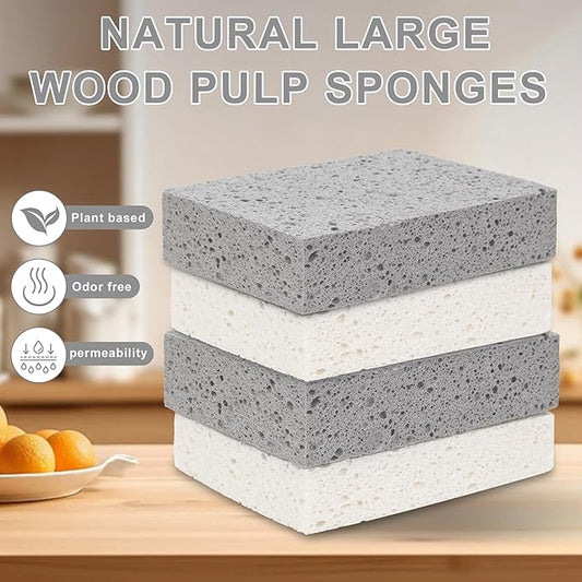 Extra Large Dish Sponges Kitchen for Cleaning, Natural Cellulose Sponges Reusable and Biodegradable, Non Scratch Sponge for Dishes Household Use (2-Pack)