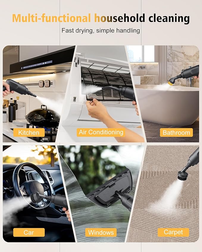 Steam cleaner for home,2500w Steamer for cleaning high pressure steam 3-Speed Adjustable Handle steam cleaner for Car,Home, kitchens