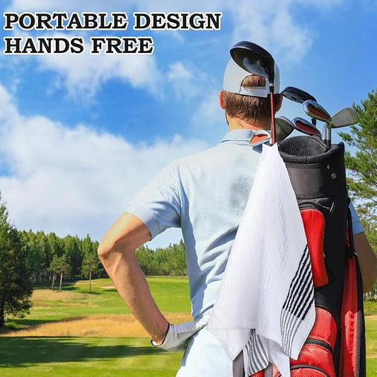 Vabean 2 Pcs 22 x 44 Large Golf Towel Caddie Style Center Cut Caddy Hanging Fast Drying Golf Club Cotton and Polyester Blend Camping Towels(Black-White, Dark Gray-White)