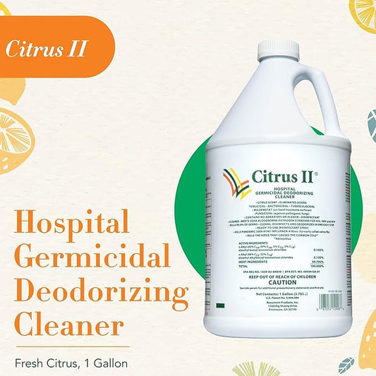 Citrus II Hospital Germicidal Deodorizing Cleaner - Fresh Citrus Scent - 1 Gallon - Refill - Disinfecting Cleaner for Home, Hospital and Office Areas
