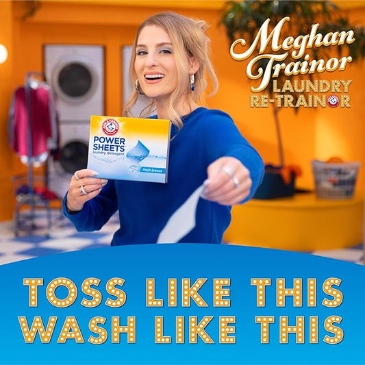 ARM & HAMMER Power Sheets Laundry Detergent, Fresh Breeze Scent, No Mess, Lightweight and Travel-Friendly, 35 Count, Up to 70 Small Loads