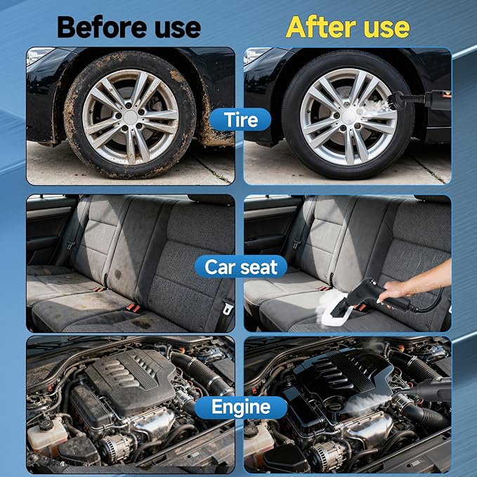 Steam Cleaner, 3-Level Adjustable Handle, 2500W Steam Cleaner for Home, 15s Heat-Up, Portable Steamer for Cleaning Car, 47.04oz Tank, 16 Pcs Accessories for Dirt, Grout, Couch, Furniture, Grease,Tile