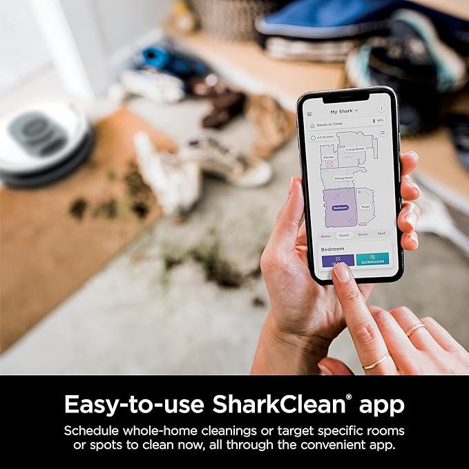 Shark AV2511AE/AV251WA AI Ultra Robot Vacuum, with Matrix Clean, Home Mapping, 60-Day Capacity Bagless Self Empty Base, Perfect for Pet Hair, Wifi, Compatible with Alexa, Black/Silver (Renewed)