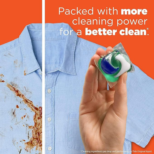 Tide PODS laundry detergent pacs, 3-in-1 Stain Remover, Odor Fighter, Color Protector, 57 Count, HE compatible, Clean Breeze Scent
