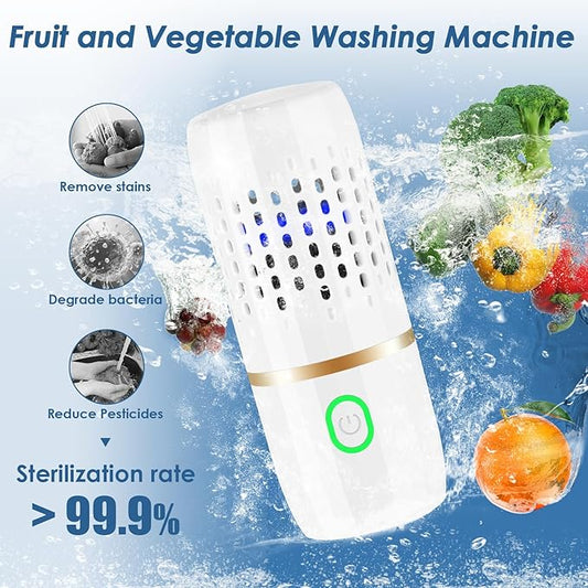Cudinham Fruit and Vegetable Purifier Cleaner Washing Machine Capsule Shape Disinfection OH-ion Purification Technology for Cleaning Grains Rice Meat Seafood, White