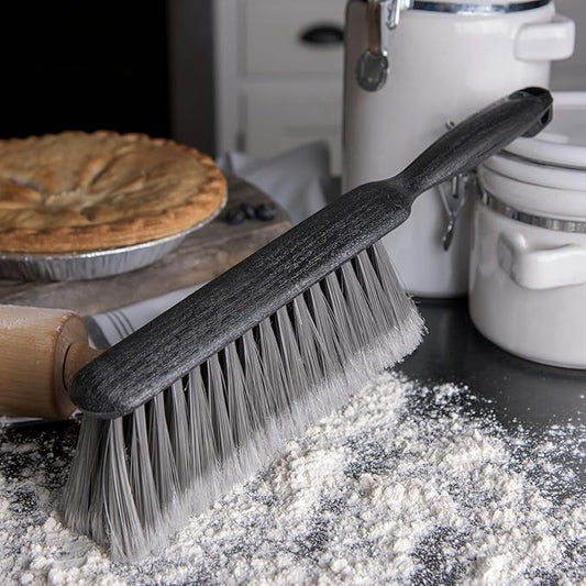 SPARTA Flo-Pac Counter Brush, Bench Brush, Dustpan Brush with Flagged Bristles for Counters, Floors, And Fireplace, 8 Inches, Gray